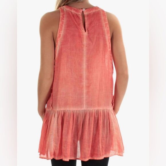 FREE PEOPLE Womens Breathless Moments Ruffled Sleeveless Mini Dress Orange Large - Picture 2 of 5